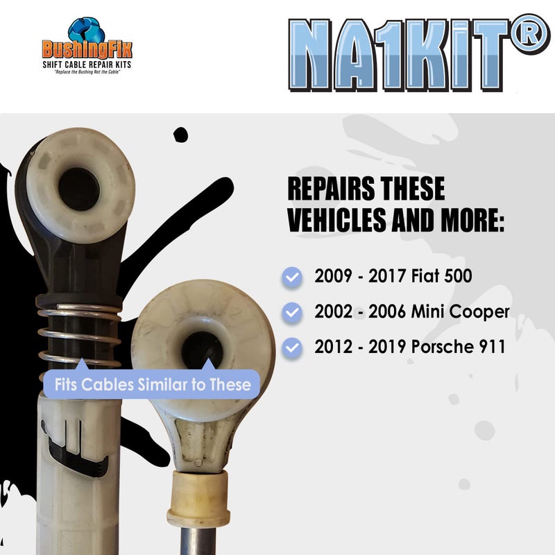 BushingFix.com BushingFix NA1Kit Manual Transmission Shift Cable Bushing Repair Kit, Shift Cable Bushing Repair Kit, Compatible with Fiat 500 Manual Transmission Non-Abarth or Turbo Models, Mini Coopers and Porsche - Image 4